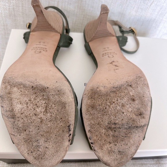 Designer Elegant Green Heeled Sandals high heel peep toe ankle strap - Picture 10 of 16